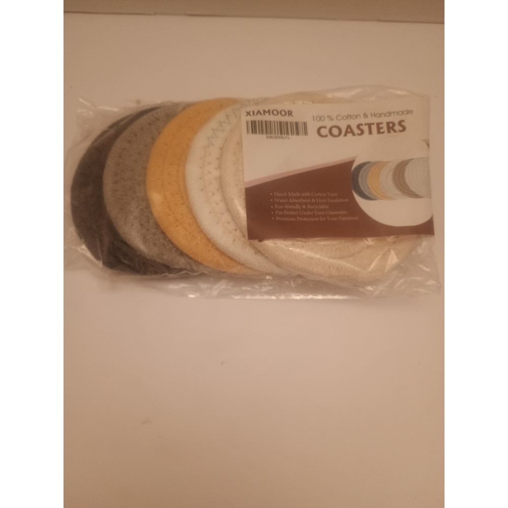 Xiamoor 100% Cotton & Handmade Coasters Set Of 6